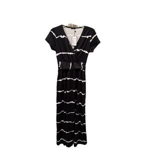 Anrilita  Women's Black Dress white stripe tie die looks size small